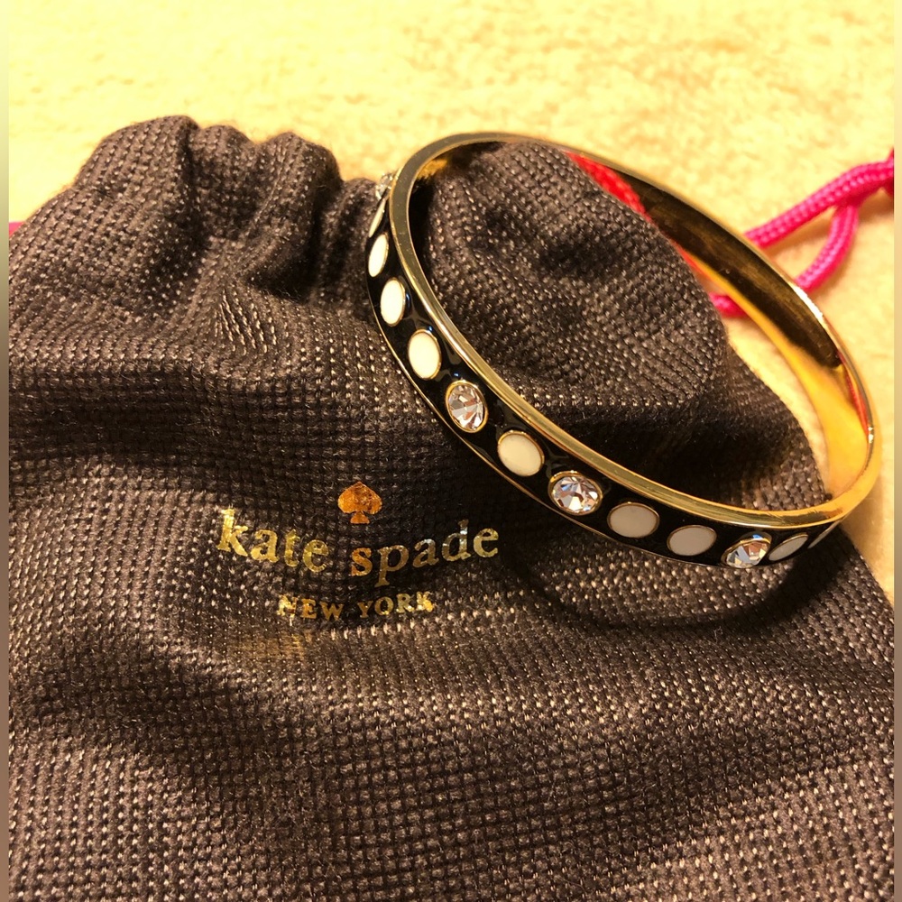 Kate Spade black, white, gold and rhinestone bangle